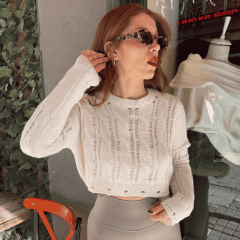 YIRTIK DETAYLI CROP TRİKO