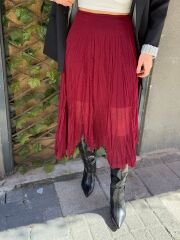 ASTARLI ASİMETRİK KIRIŞIK MİDİ ETEK
